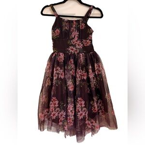 Elegant Floral Girl’s Purple, Floral High Low Tulle Party Dress